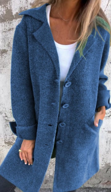 Baylea - Giacca Casual Lunga con Rever in Lana