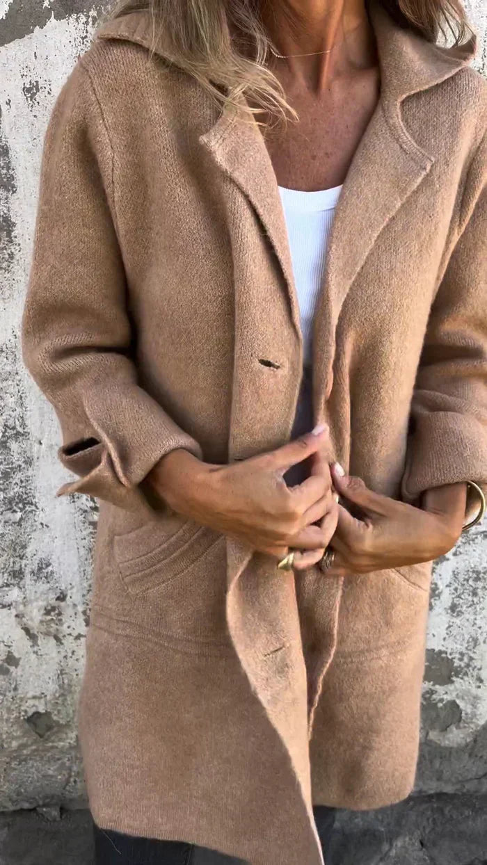 Baylea - Giacca Casual Lunga con Rever in Lana