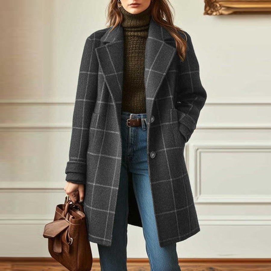 Valeria - Cappotto Elegante a Quadri in Lana
