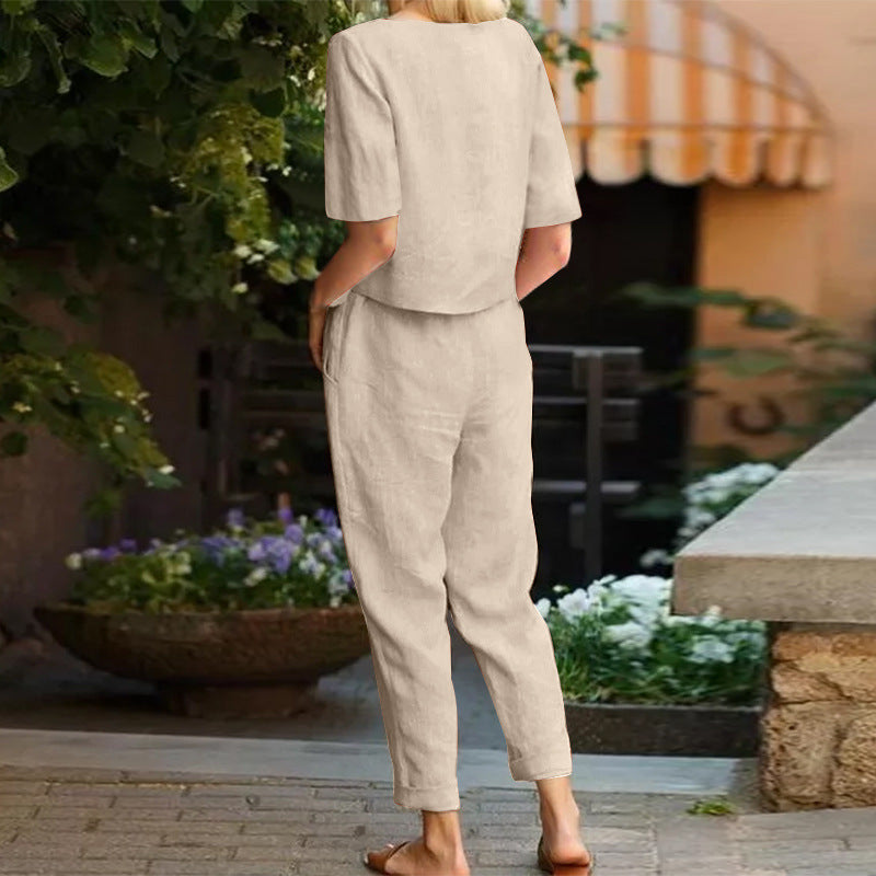 Mila – Completo Estivo in Cotone con Camicia e Pantaloni