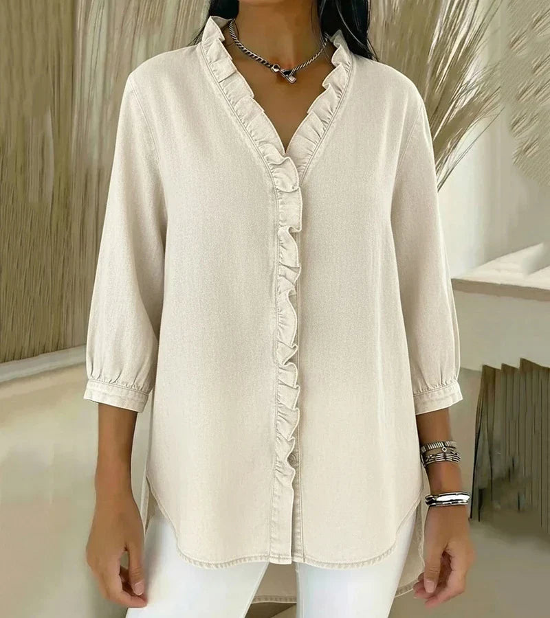 Adele | Blusa con scollo a V e volant