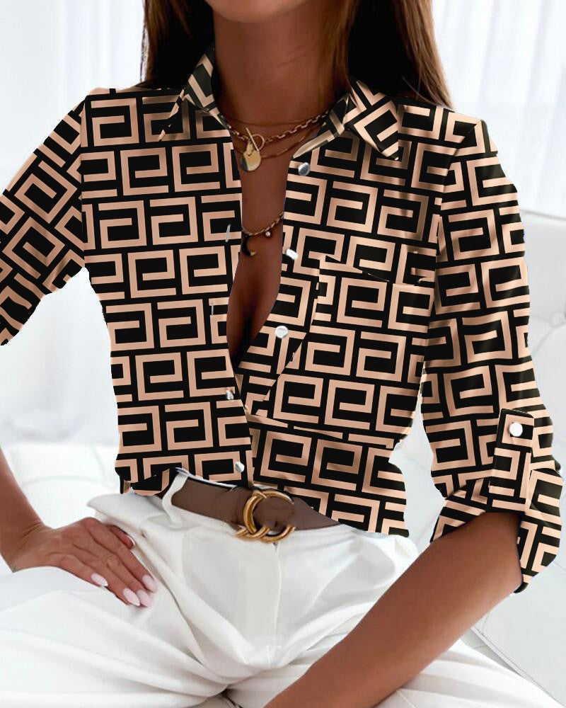 Aurora – Camicia Elegante Donna con Stampa Raffinata e Comfort Leggero