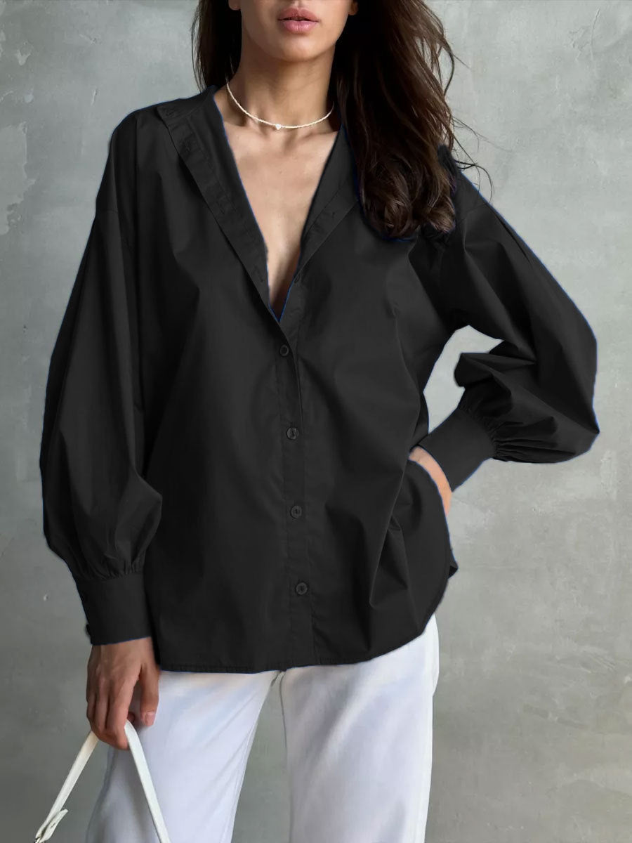 Camicia in Cotone con Maniche a Sbuffo