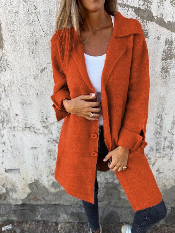 Baylea - Giacca Casual Lunga con Rever in Lana