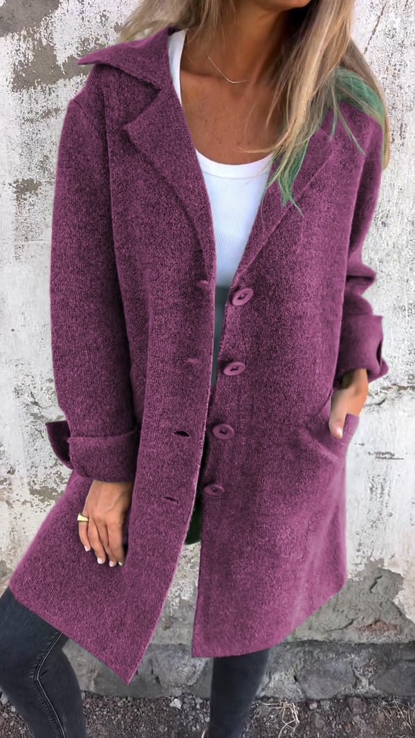 Baylea - Giacca Casual Lunga con Rever in Lana