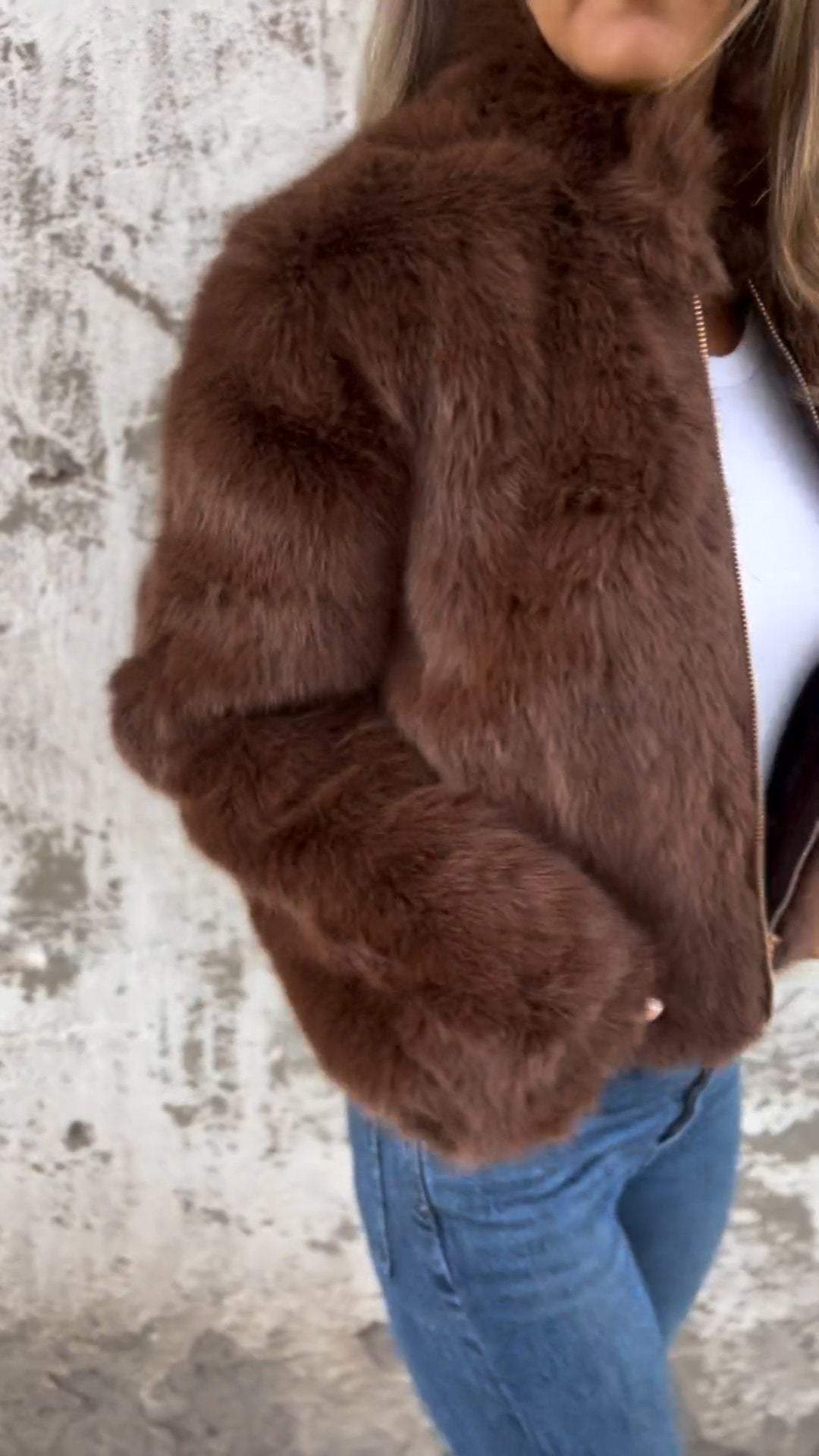Lourdes - Cappotto in pelle con zip