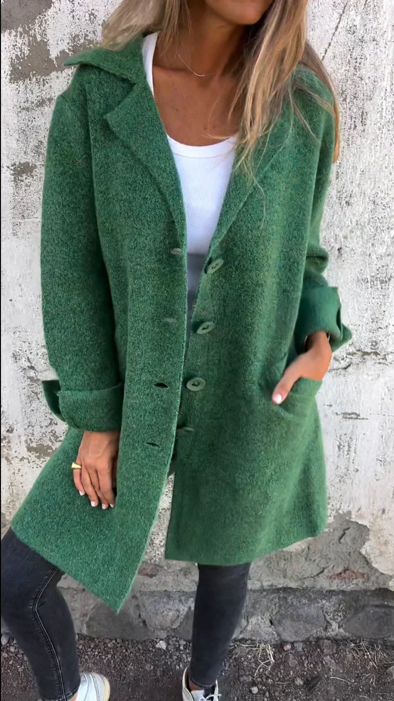 Baylea - Giacca Casual Lunga con Rever in Lana