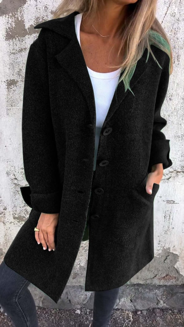 Baylea - Giacca Casual Lunga con Rever in Lana