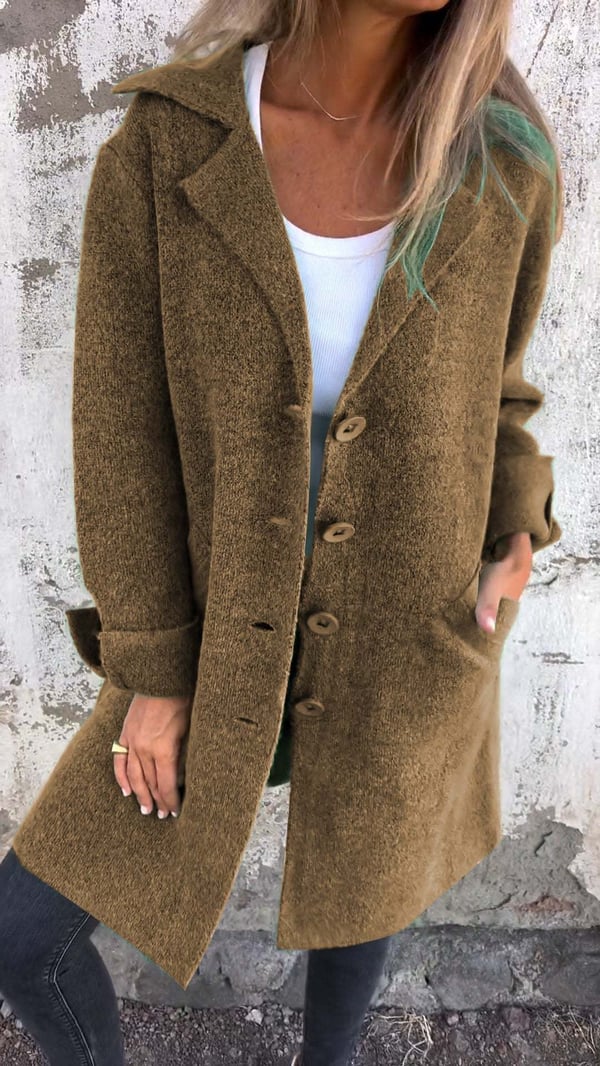 Baylea - Giacca Casual Lunga con Rever in Lana
