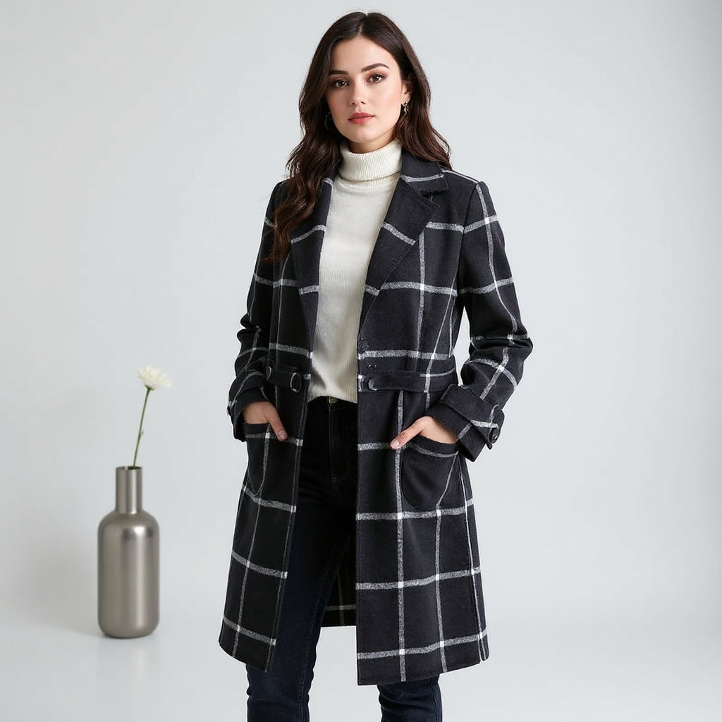 Valeria - Cappotto Elegante a Quadri in Lana