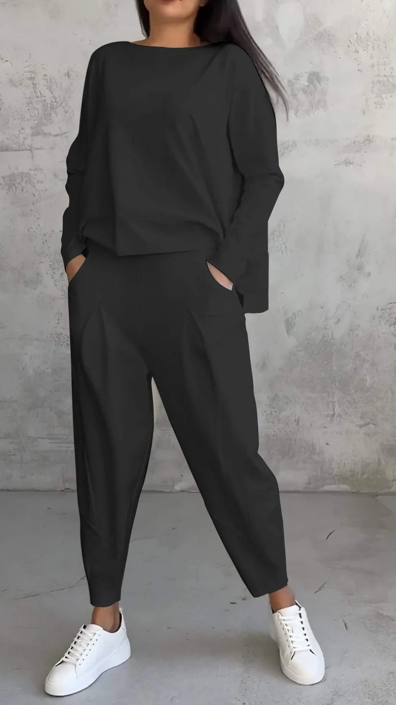Completo Donna Elegante Casual con Blusa e Pantaloni Comodi – Aurora