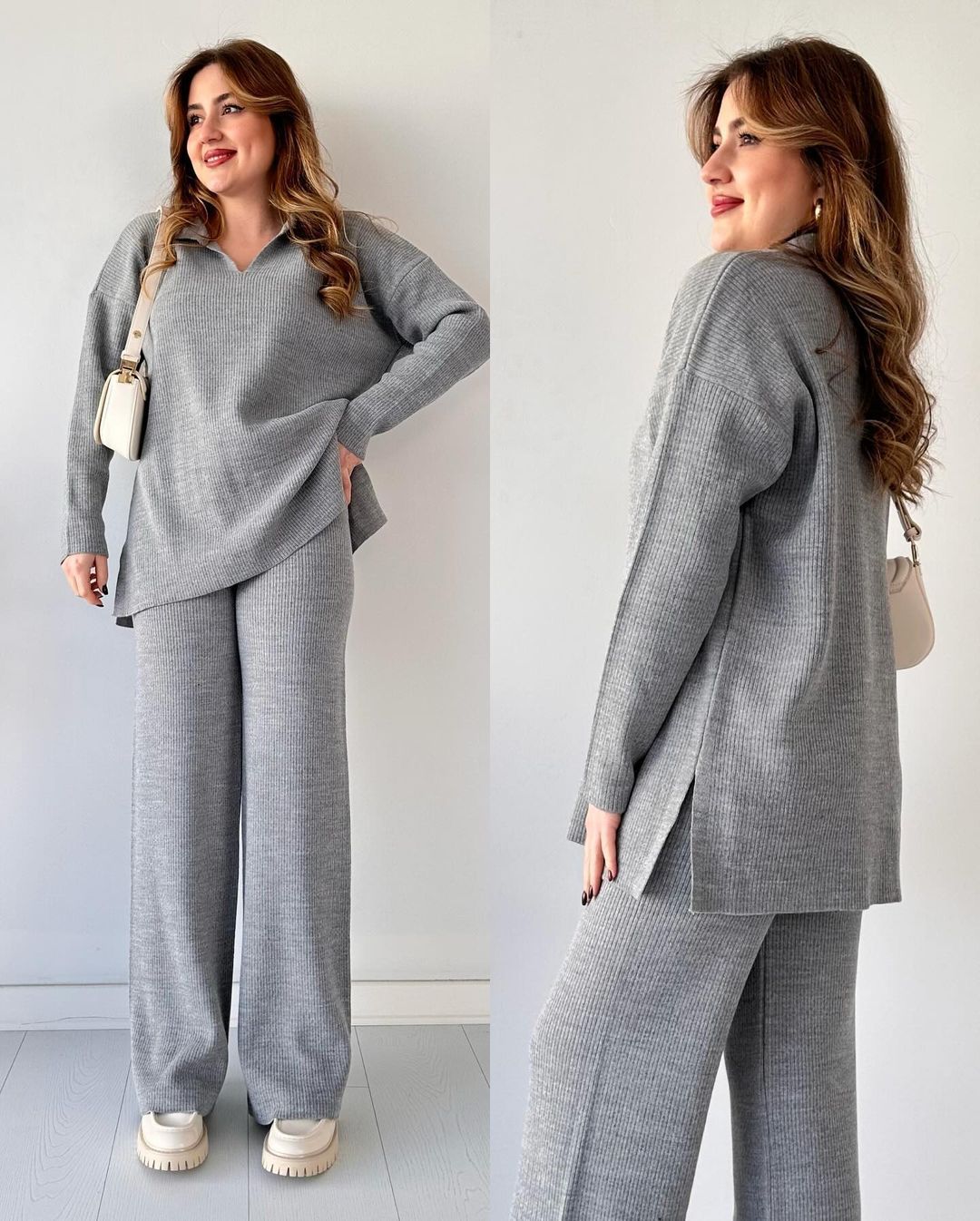 Completo Donna in Maglia a Coste – Eleganza Naturale e Comfort Sofisticato – Chiara