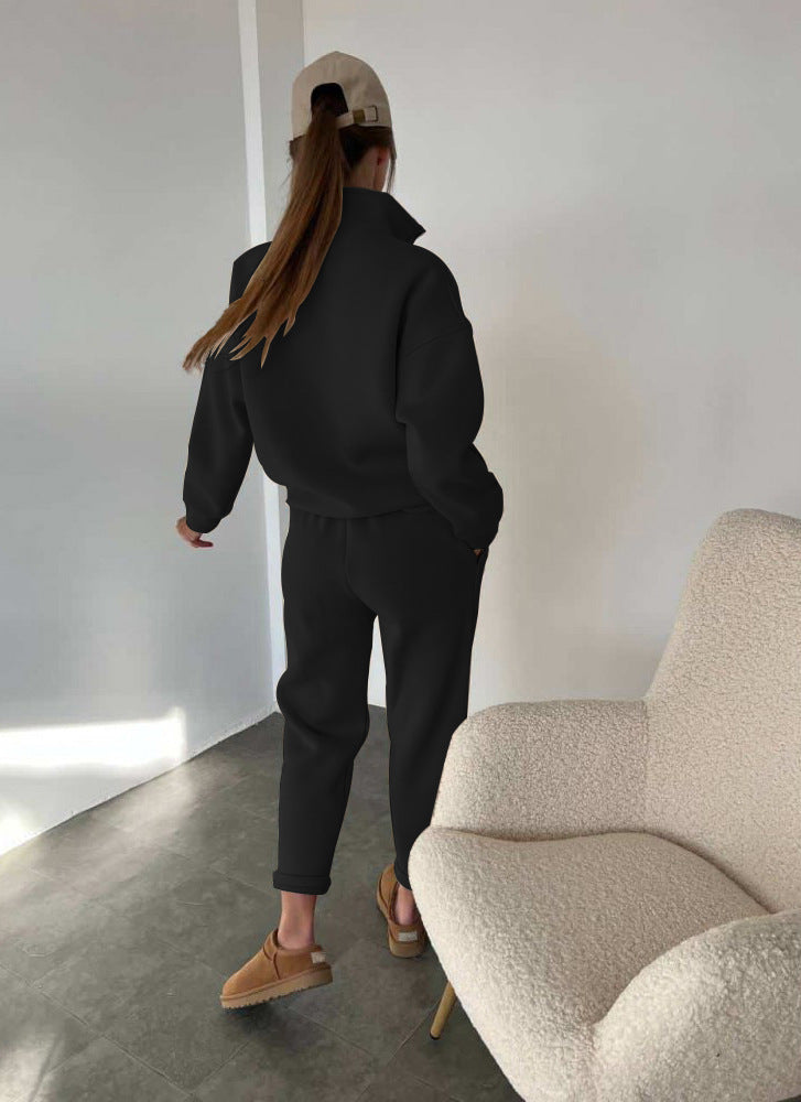 Completo Tuta Donna in Felpa – Collo Alto con Bottoni e Pantalone Jogger – Alessia