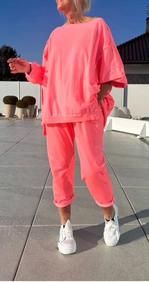 Completo Vivid – Blusa Oversize e Pantaloni Jogger in Cotone per l’Estate