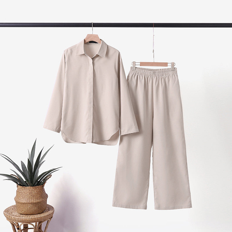 Completo Donna Livia – Camicia e Pantaloni in Cotone e Lino, Fresco e Comodo