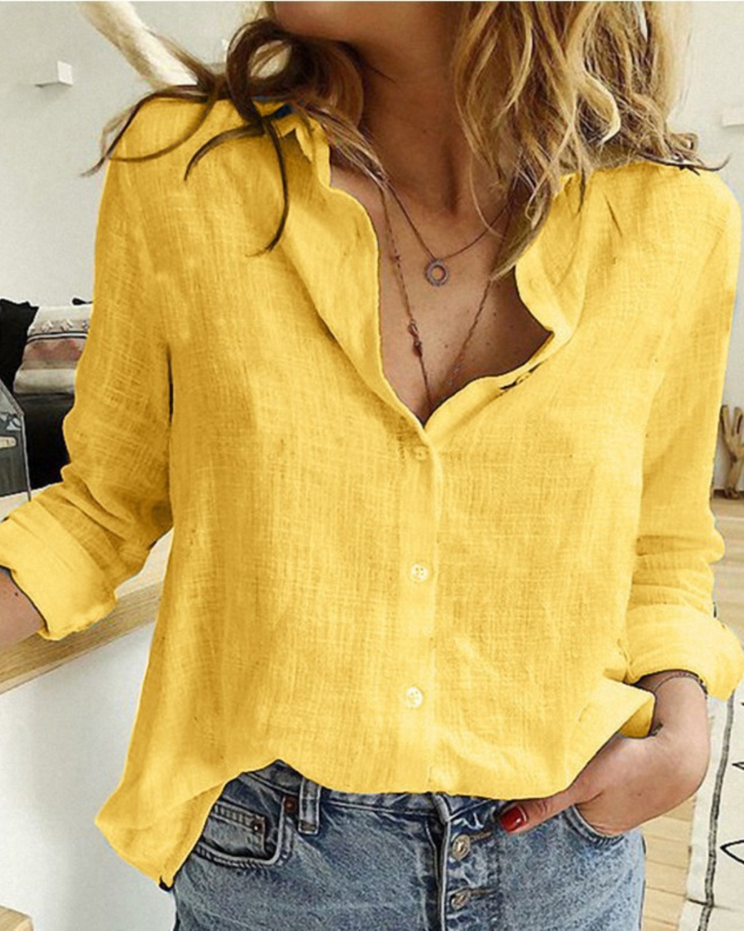 ELENA | Camicia Donna Effetto Lino – Freschezza ed Eleganza Senza Tempo