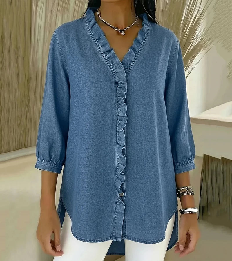 Adele | Blusa con scollo a V e volant