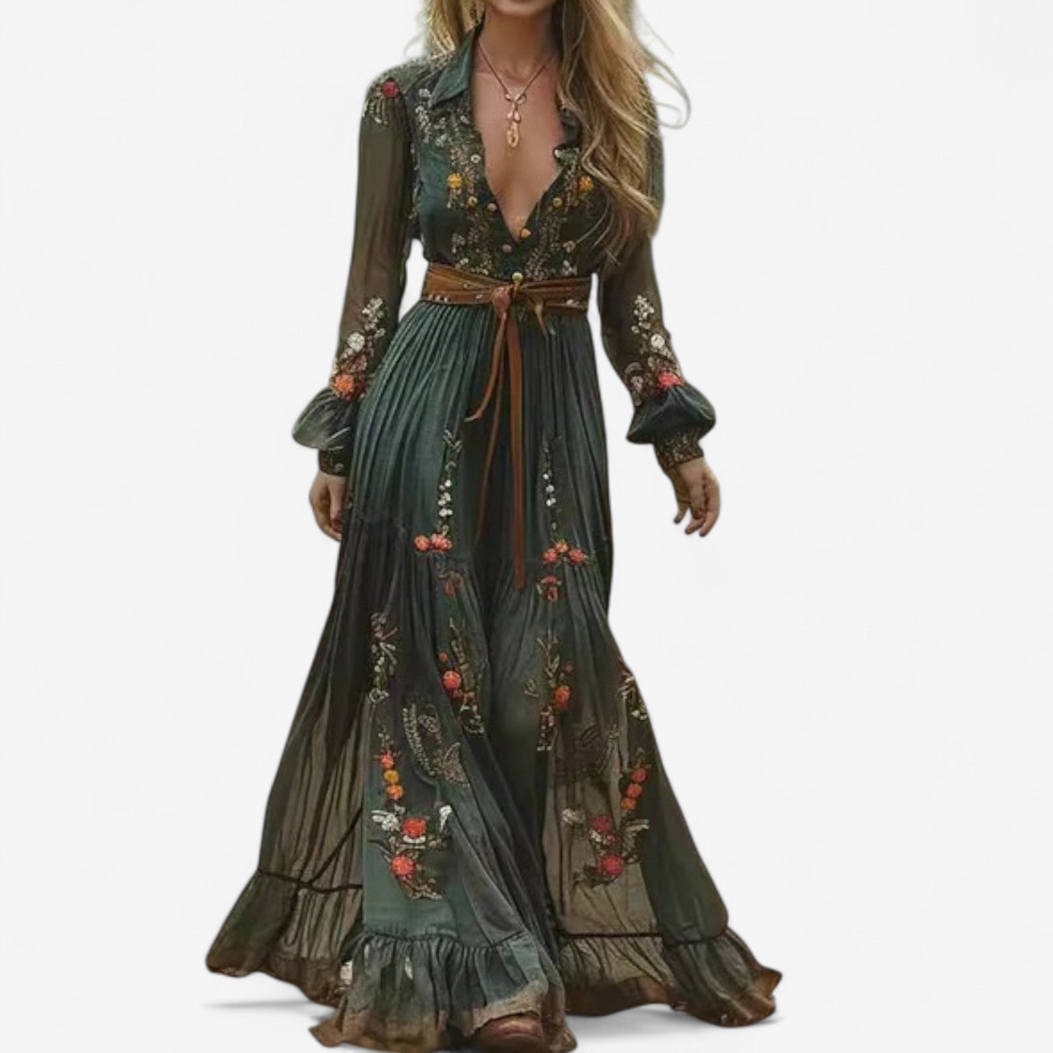Robe lunga ricamata Rachel™