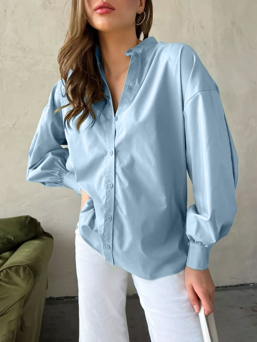 Camicia in Cotone con Maniche a Sbuffo