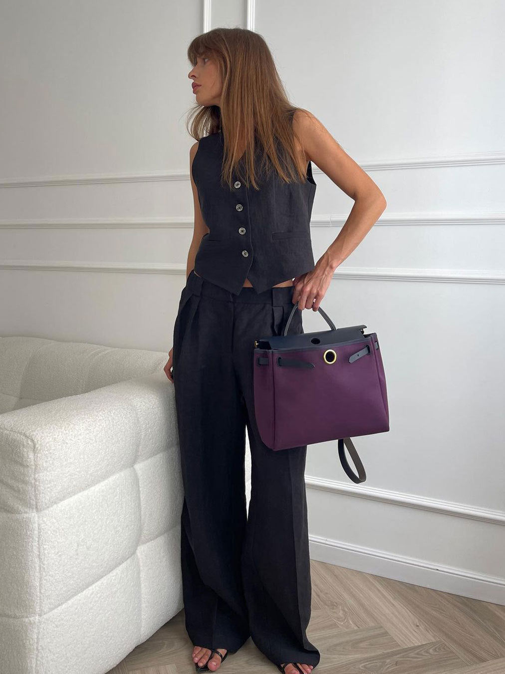 Completo Gilet e Pantaloni in Cotone e Lino