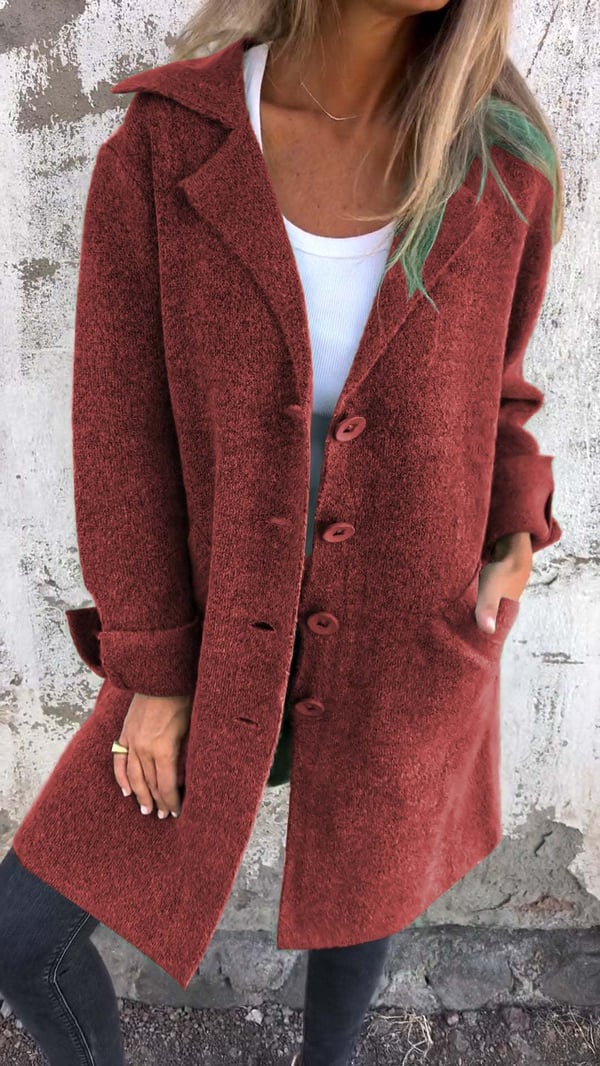 Baylea - Giacca Casual Lunga con Rever in Lana