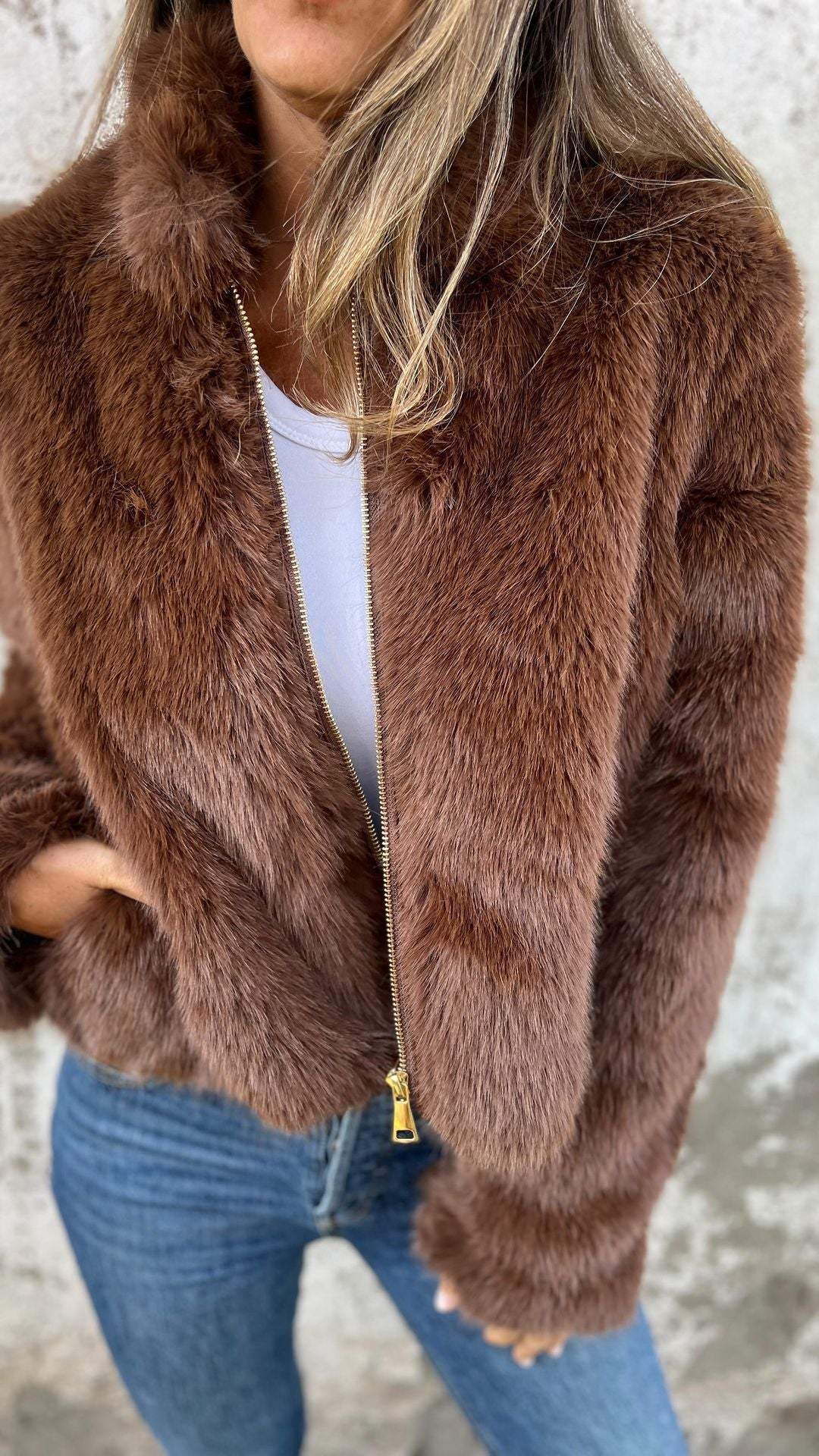 Lourdes - Cappotto in pelle con zip