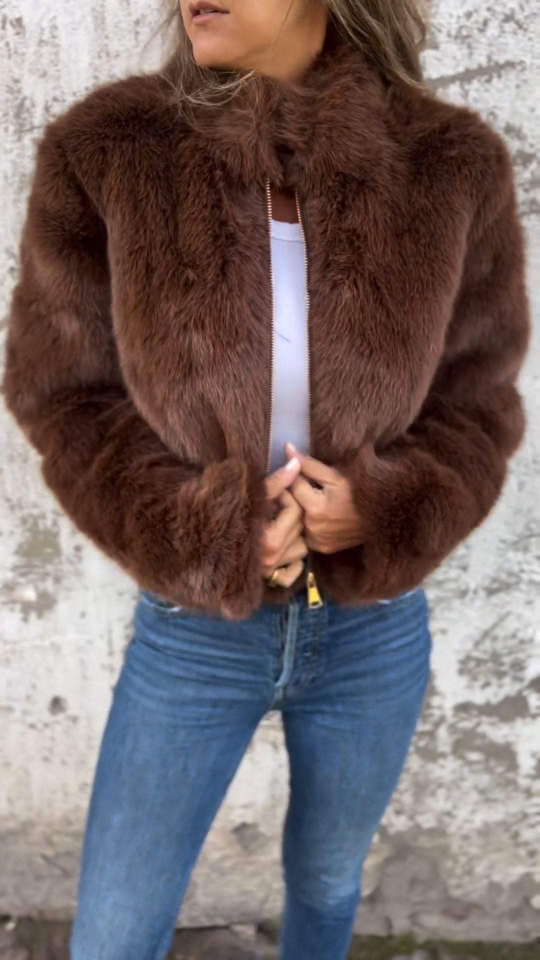 Lourdes - Cappotto in pelle con zip