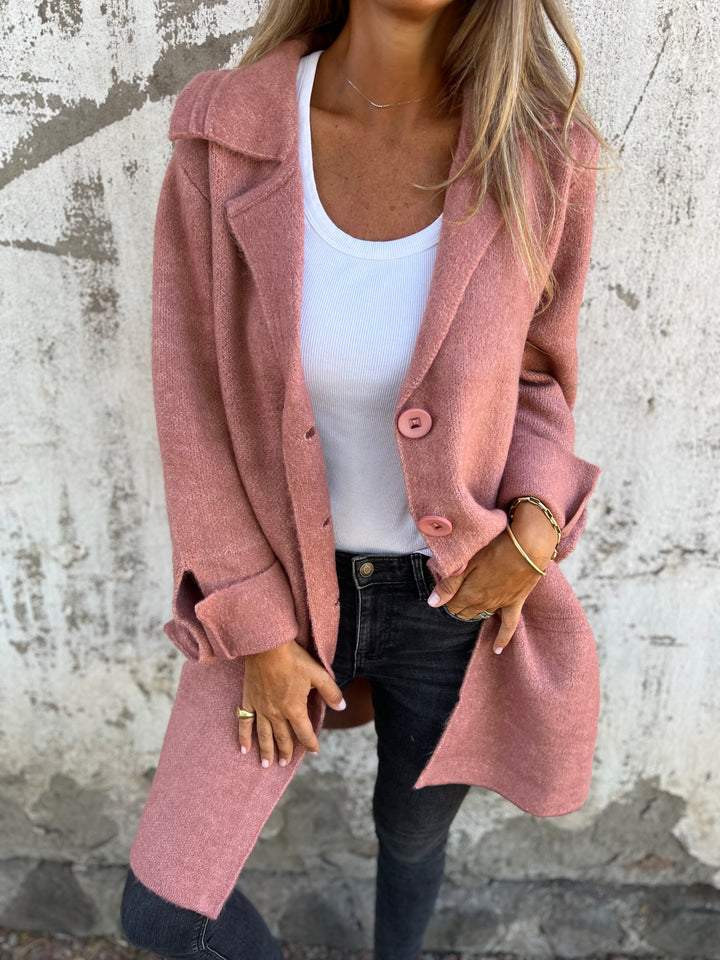 Baylea - Giacca Casual Lunga con Rever in Lana